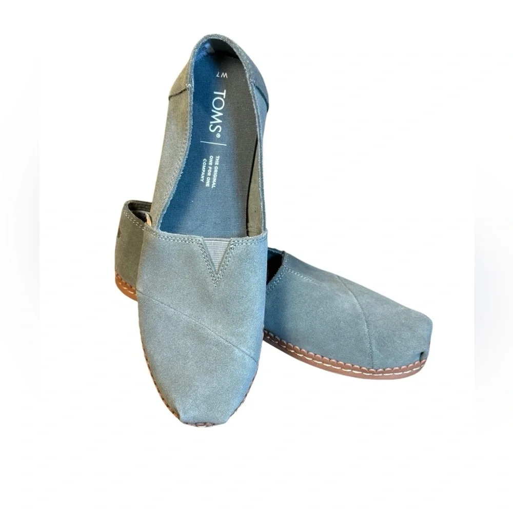 NWOB Tom’s Alparagata Sage Green Suede Wrap Espadriille Ladies Size 7